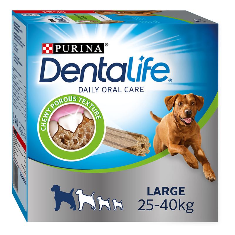 PURINA Dentalife Daily Dental Care Snacks for Large Breed Dogs (55-88 lbs) 6x3.7 oz